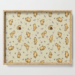 Neutral Classic Pooh Pattern Serving Tray