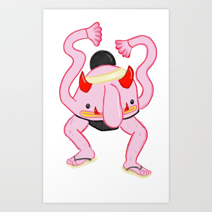 Cute and Creepy Yokai Blob Art Print
