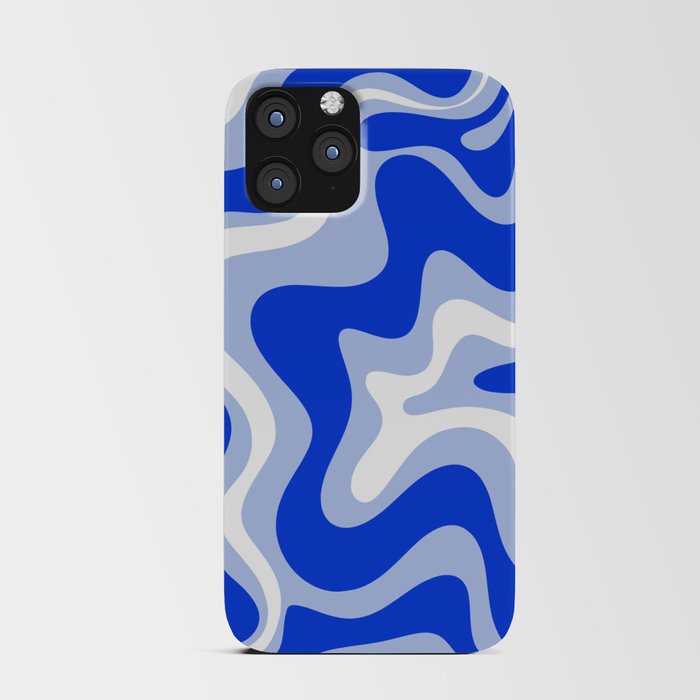 Retro Liquid Swirl Abstract Pattern Royal Blue, Light Blue, and White  iPhone Card Case