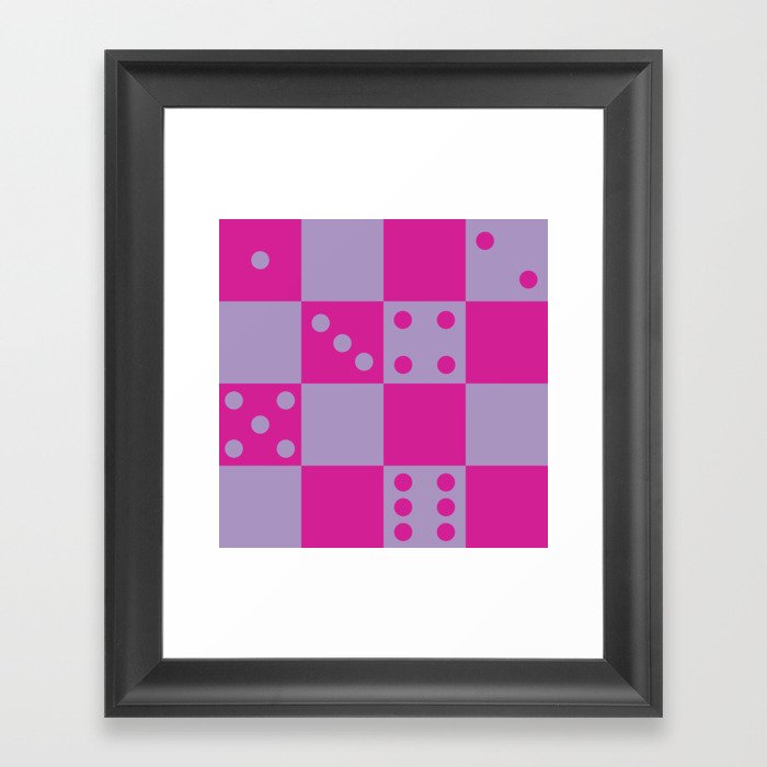 Checkered Dice Pattern \\ Y2K Colors Framed Art Print