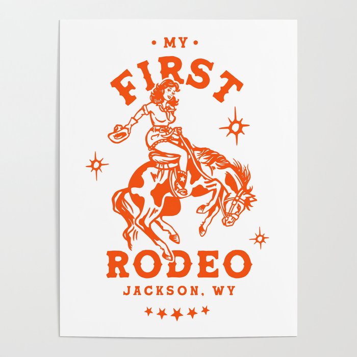 Jackson, Wyoming Rodeo Cowgirl. Funny Cowgirls Art Poster