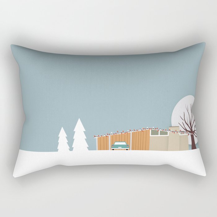 Retro series - Mid Century house in winter Rectangular Pillow