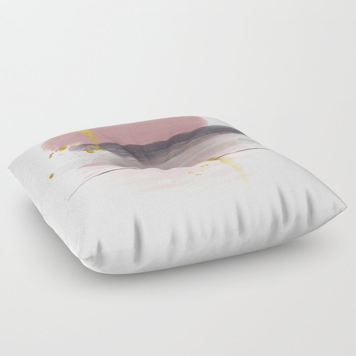 Abstract and Organic Watercolor Painting Pink & Gold II Floor Pillow