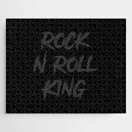 Rock and Roll King Typography Black Jigsaw Puzzle