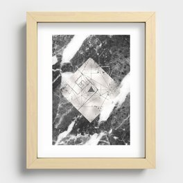 Elegant Marble Silver Square Recessed Framed Print