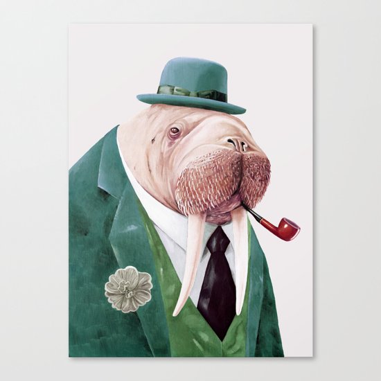 Walrus Green Canvas Print
