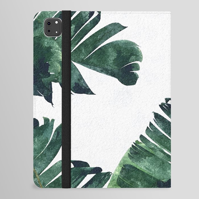 Banana Leaf Watercolor Painting, Tropical Nature Botanical Palm Illustration Bohemian Minimal Luxe iPad Folio Case