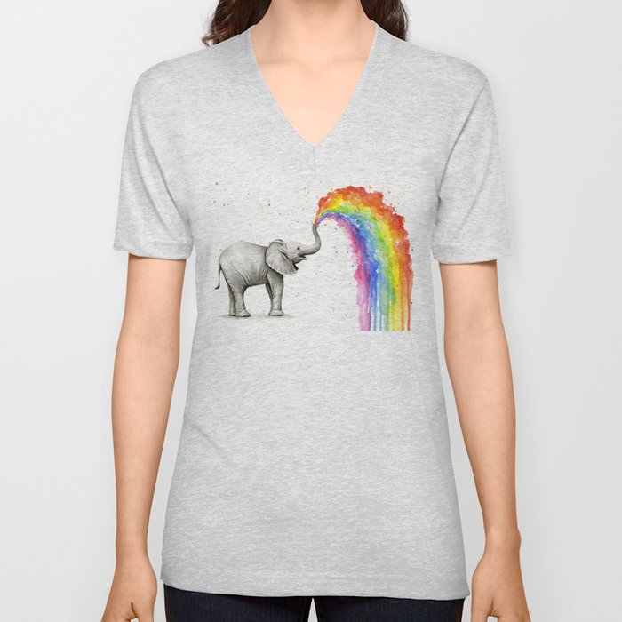 Rainbow Baby Elephant V Neck T Shirt