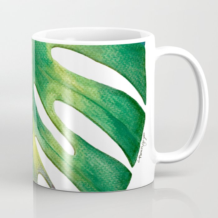 Monstera leaf rainbow Coffee Mug