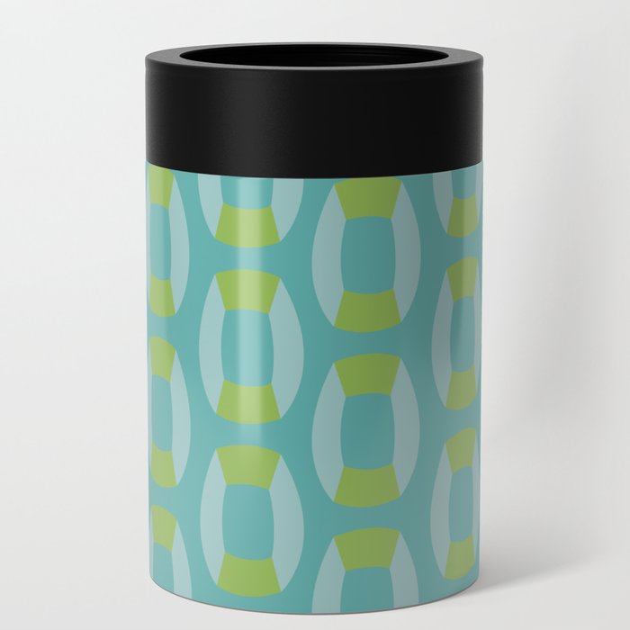 Retro Mid Century Modern Teal Abstract Pattern  Can Cooler