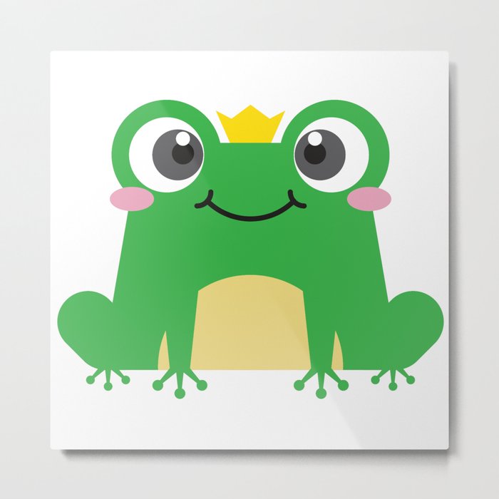 Cute cartoon frog is sitting with crown Metal Print