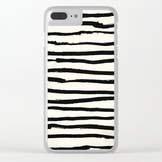Tribal Stripes Black Earth on Ivory Cream Clear iPhone Case