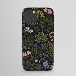 Herbarium ~ vintage inspired botanical art print ~ black iPhone Case