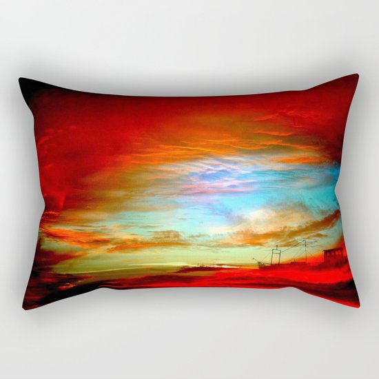Seascape With Boat By Annie Zeno Rectangular Pillow