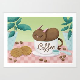 Cat coffee break Art Print