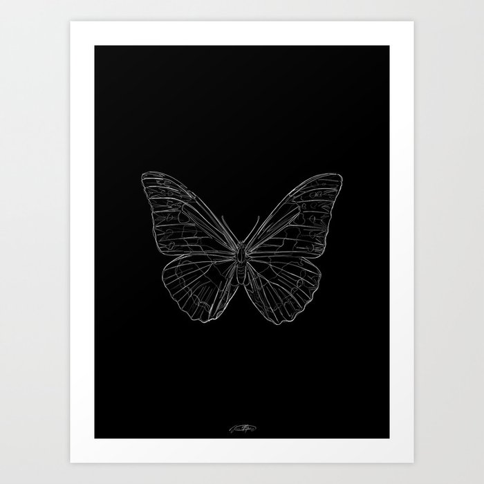 papillon III - noir / line art n.34 Art Print