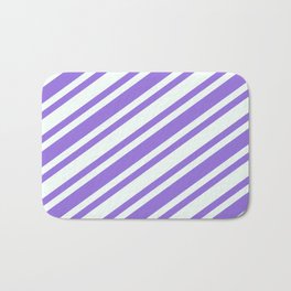 [ Thumbnail: Purple and Mint Cream Colored Pattern of Stripes Bath Mat ]