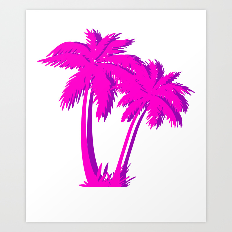 Vaporwave Pink Palm Tree Gift Aesthetic Style Palm Beach Art Print By Dc Designstudio Society6