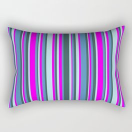 [ Thumbnail: Fuchsia, Blue, Dark Slate Gray, and Powder Blue Colored Lines/Stripes Pattern Rectangular Pillow ]
