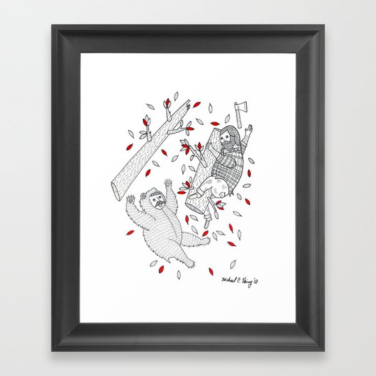 A scene in which tree-climbing has gone too far. Framed Art Print