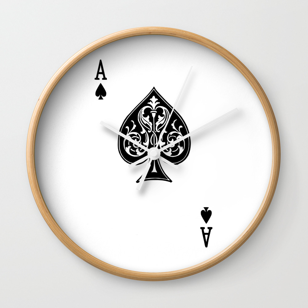 Ace Spades Spade Playing Card Game Minimalist Design Wall Clock By Minimalisteez Society6