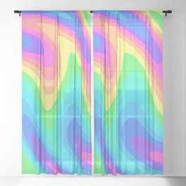 Groovy Swirl Abstract Rainbow Sheer Curtain