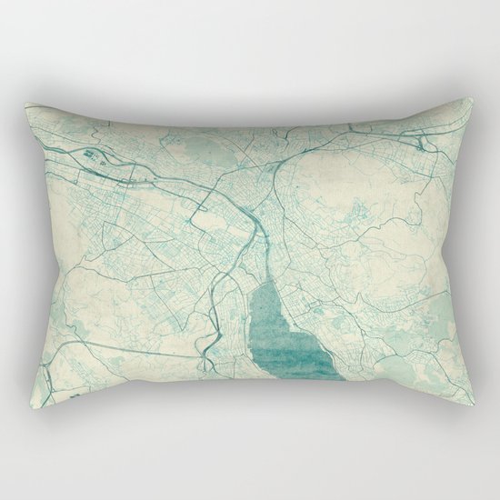 Zurich Map Blue Vintage Rectangular Pillow