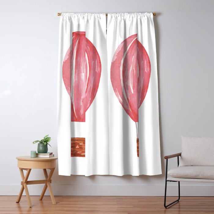 Watercolor Kids Pink Air Baloon Baby Nursery Art Blackout Curtain By Remioniart Watercolor Kids Pink Air Baloon Baby Nursery Art Blackout Curtain By Remioniart