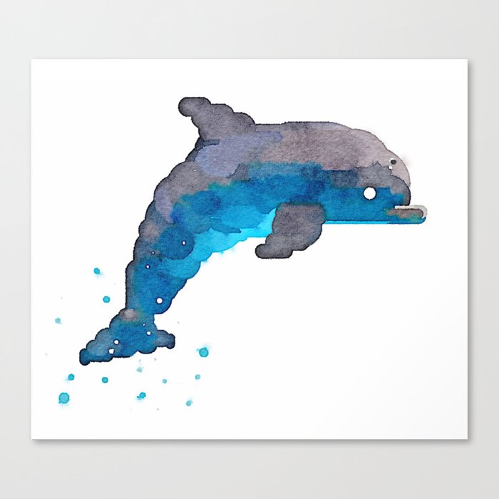 Dolphin Watercolor Canvas Print