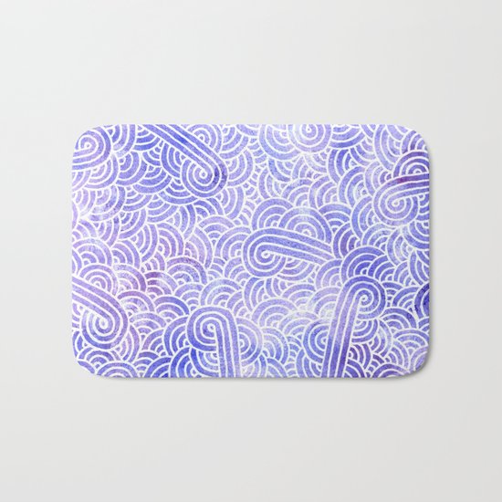 Lavender and white swirls doodles Bath Mat