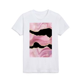 Pink & Gold Glitter Agate Texture 04 Kids T Shirt