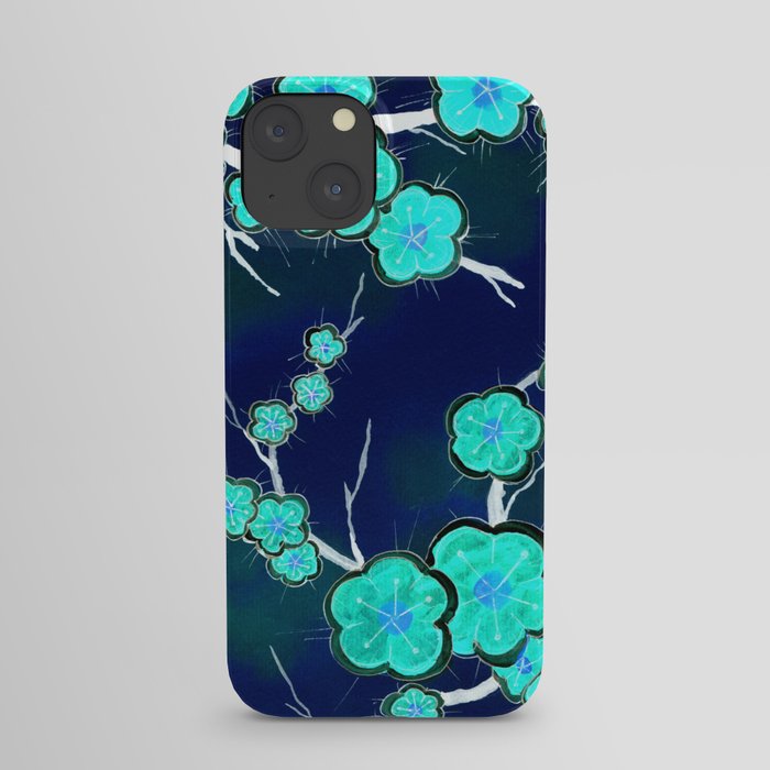Blue Japanese Cherry Blossom Night iPhone Case by Sebastian Grafmann ...