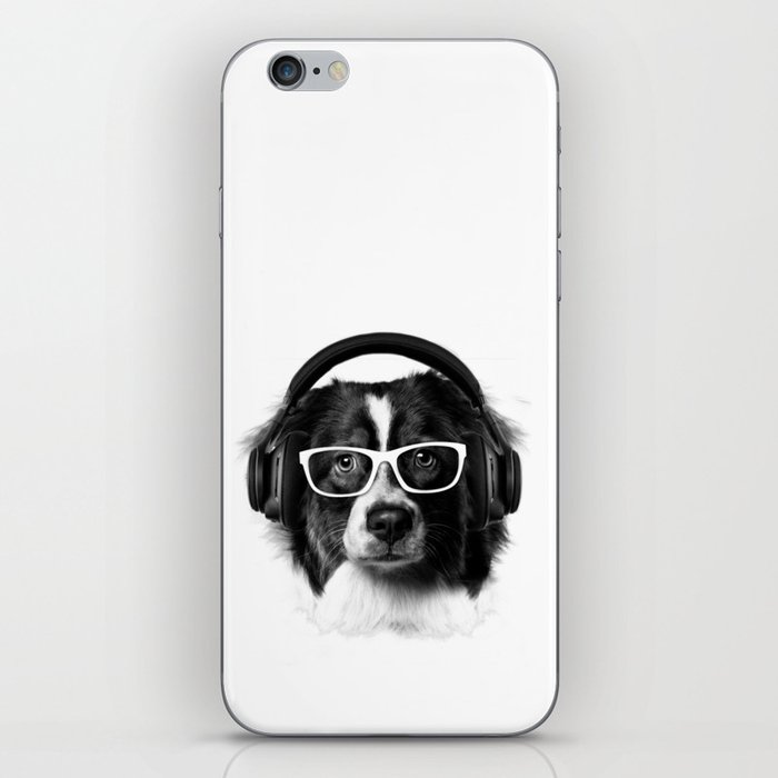 Cute Dog, Headphones and glasses iPhone Skin