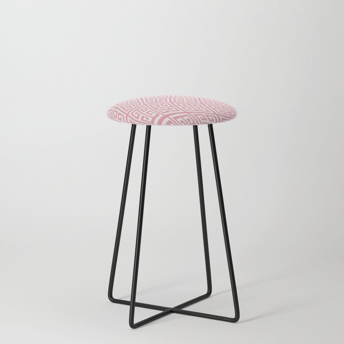 Pink and White Greek Key Liquify Counter Stool