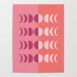 Moon Phases 26 in Coral Pink Violet Poster