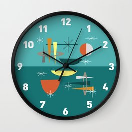 Turquoise Mid Century Modern Wall Clock