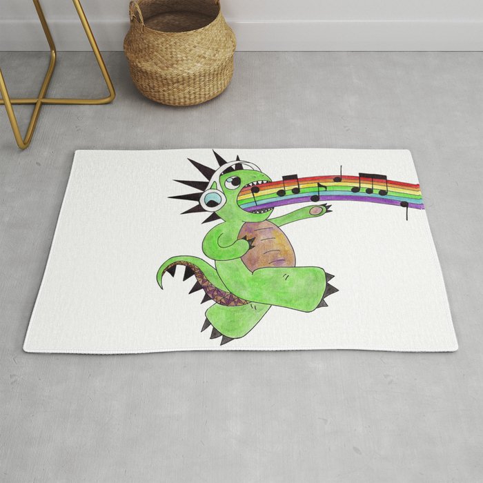Rainbow Singing Dinosaur  Rug