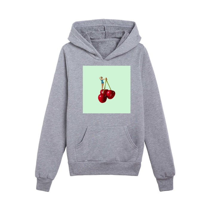 giant cherry green Kids Pullover Hoodie