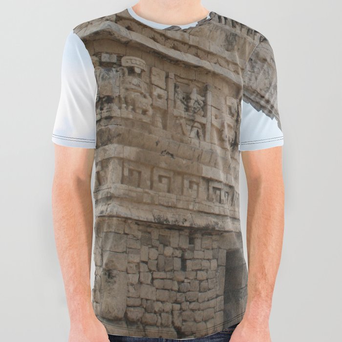Mexico Photography - Ancient Buildings Under The Light Blue Sky All Over Graphic Tee