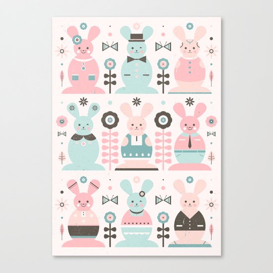 Pink Sugar Gingerbread Rabbits Canvas Print