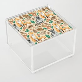 Woodland Creatures Illustrated Watercolor Pattern Acrylic Box
