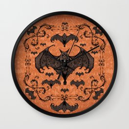 Bats and Filigree - Halloween Wall Clock