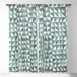Triangle Grid green and black Sheer Curtain