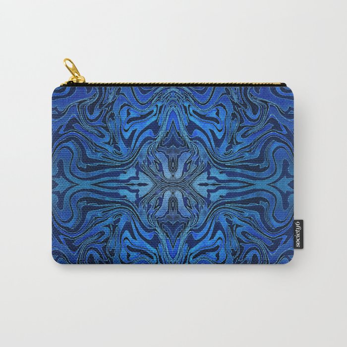 Blue Velvet Silk Watercolor Pattern Carry-All Pouch
