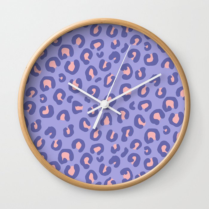 Purple Leopard Print Wall Clock