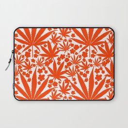 Modern Botanical Cannabis And Flowers Bold Red Laptop Sleeve