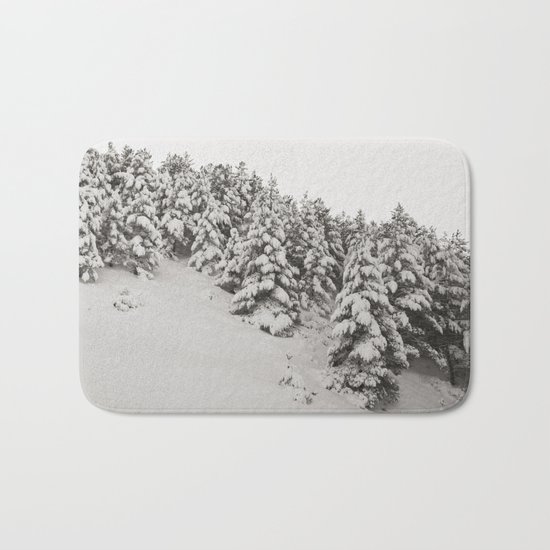 Snowy trees. Retro Bath Mat
