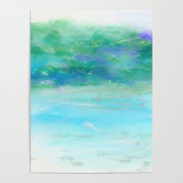 Water Land Soft Bright Oil Pastel Drawing Poster