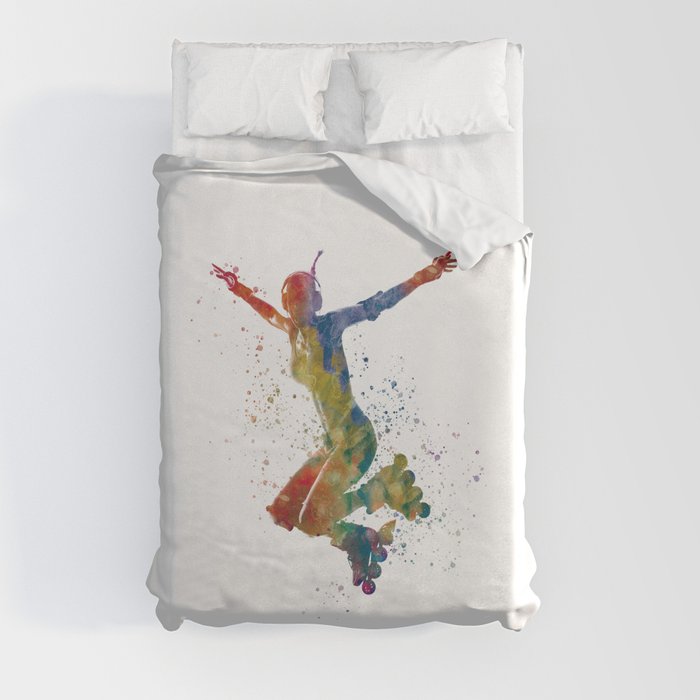 watercolor skating Duvet Cover