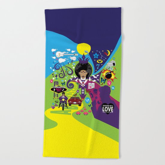 The Emoji-fication of His Purple Majesty: The Full Story Beach Towel